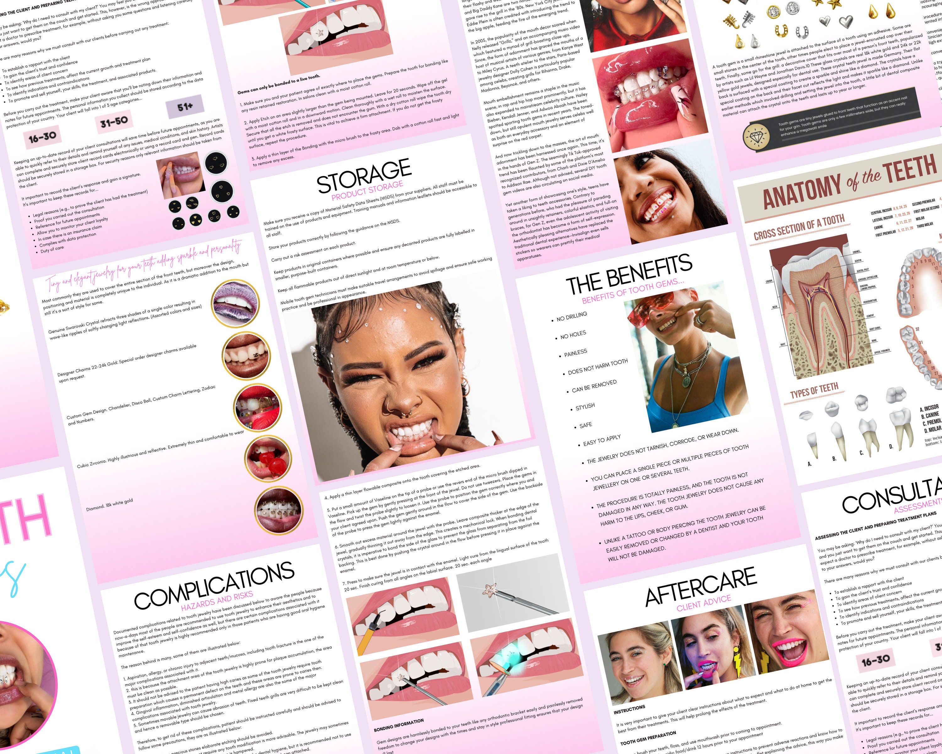 Student Tooth Gems Class Handout Notes, Revision Theory Add Ons,  Information Sheet, Tooth Gems Protocols Reference Sheet, Editable in Canva  -  Sweden