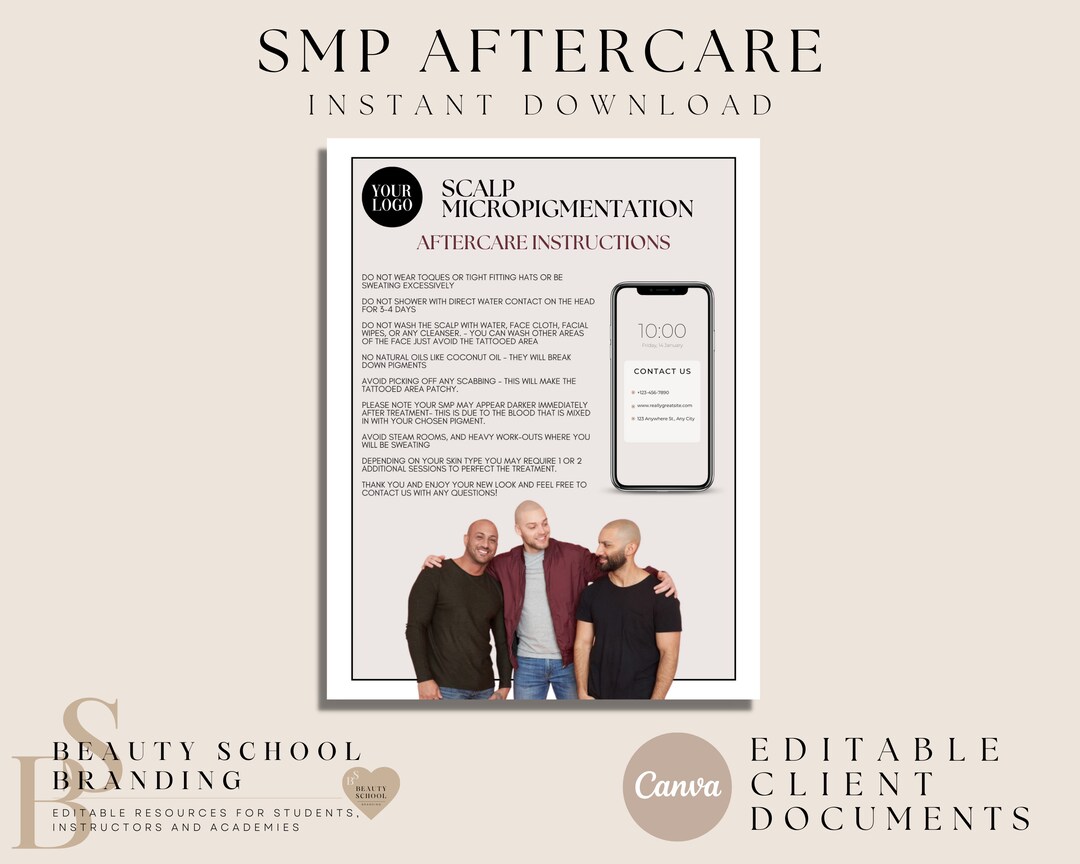 SMP Aftercare, Scalp Micropigmentation Form, Editable in Canva Etsy