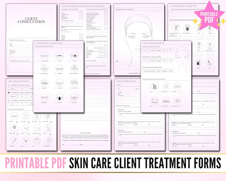 Printable PDF Esthetician Skin Care Forms Facial Consent - Etsy