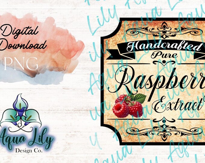 Pearl Raspberry Back Labewl Raspberry Extract Label, Printable Label, Extract Label, Vintage Label ...