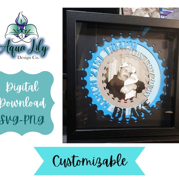 Custom Birth Stats, Nursery Wall Art, Baby Pictures, Circle Shadowbox, Custom Shadowbox Baby Stats, First Birthday Present, Custom Baby Pics