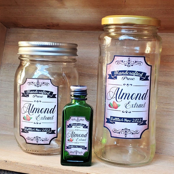 Almond Extract Label, Antique Bottle Label, Vintage Almond, Western Label, Homemade Extract Label, Gift Extract Label, Sticker Label