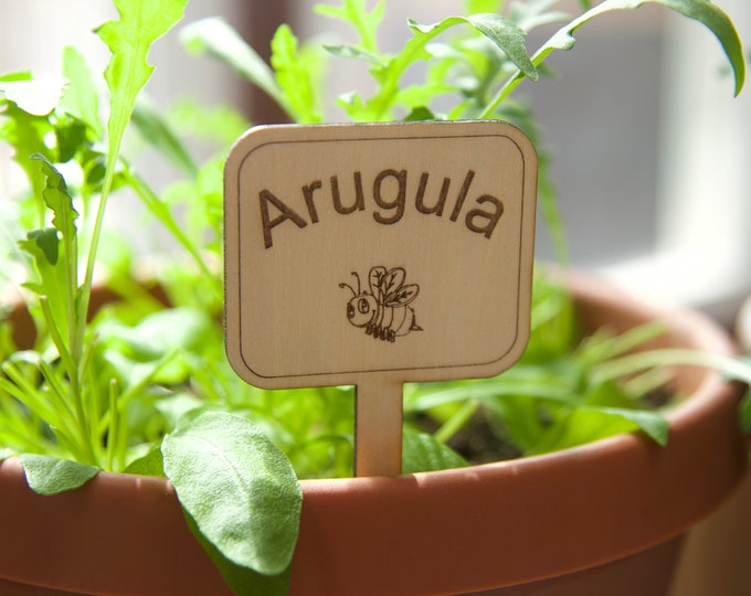 Herb Plant Markers Set: Plant Stakes Garden Markers Tags Gifts. Set of 6 (add more with option). Perfect gift!