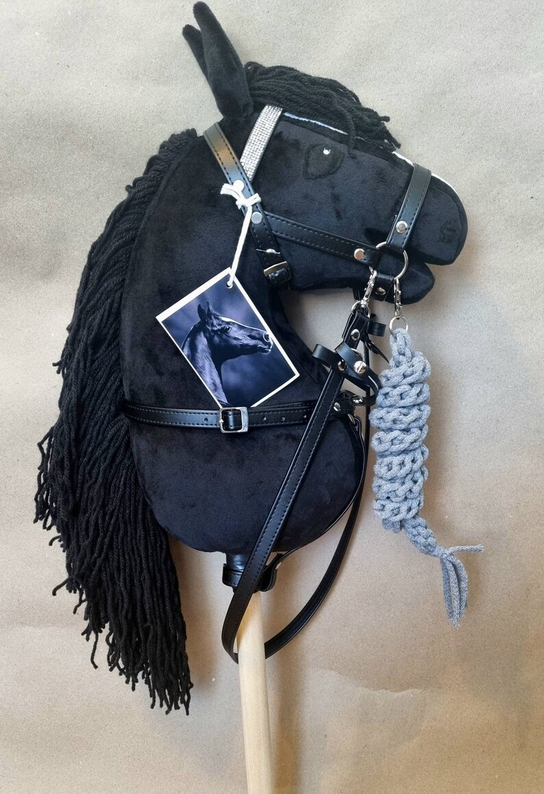 Black Hobby Horse With White Patch Included. Bridle, Reins, Breastplate, Martingale and Leash Etsy
