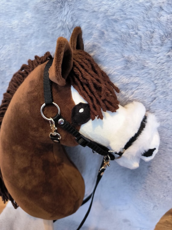 Handmade Hobby Horse – Black & White with Bridle