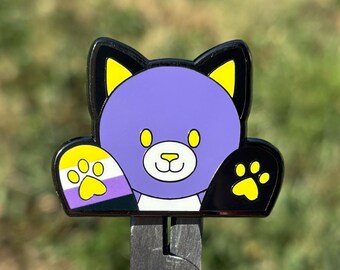 Quinn the Nonbinary Cat Patchkins Hard Enamel Pin