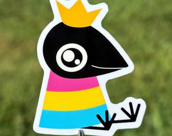 Pansexual Crown Poncho Bird Vinyl Sticker