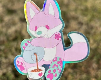 Teacup Patchkins Holographic Border Vinyl Sticker