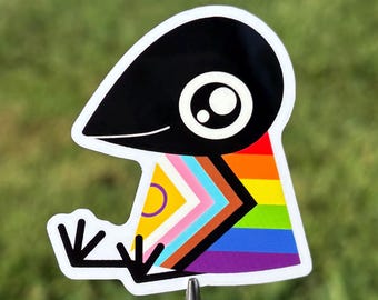 Progress Pride Poncho Bird Vinyl Sticker