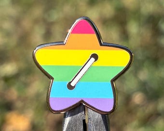Rainbow Star Button Hard Enamel Pin