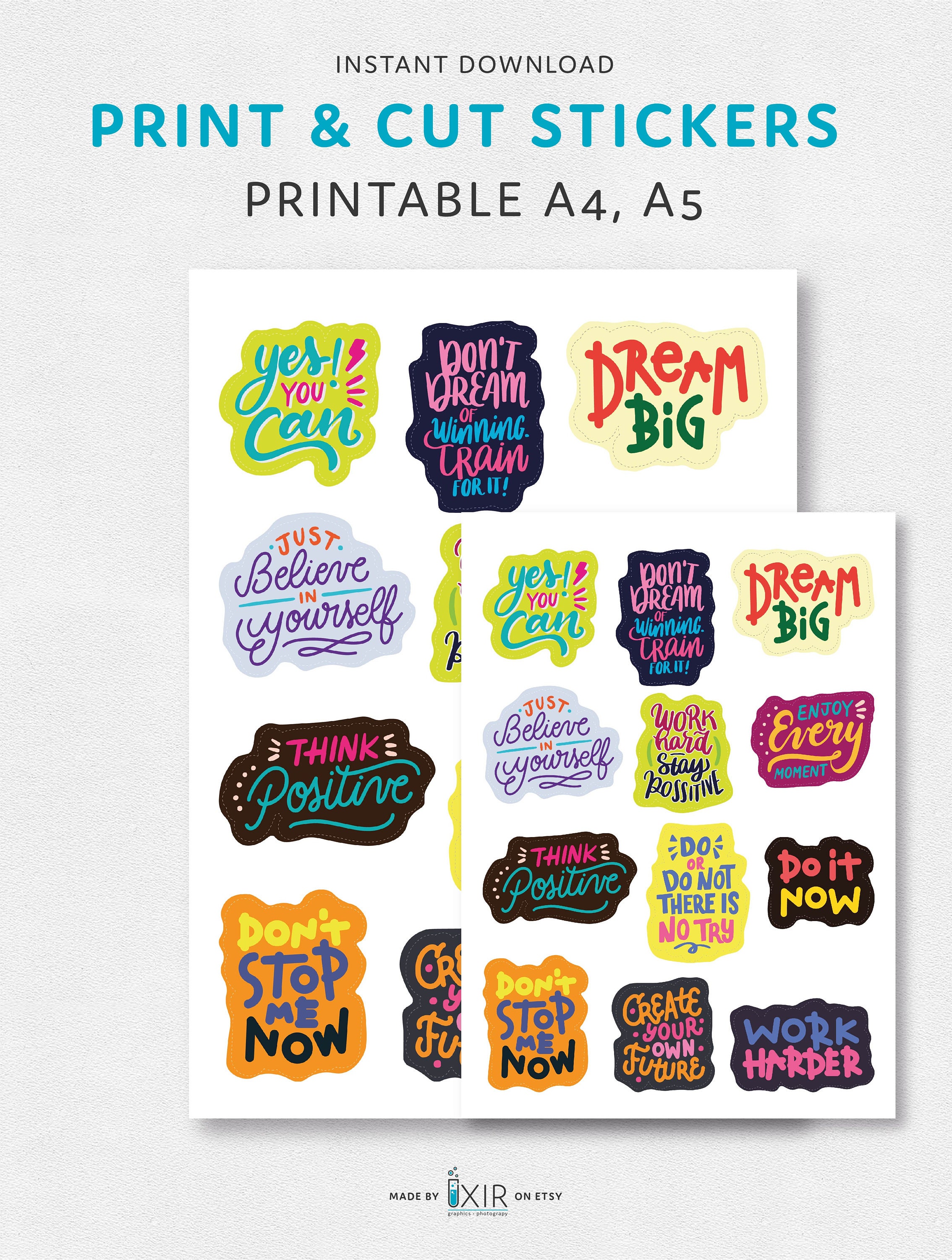 Printable Stickers PNG Stickers Print and Cut Stickers, Digital ...