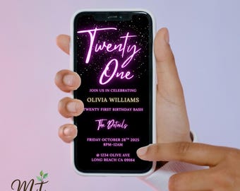 Editable 21st Birthday Invitation Template – Modern Party Invite (Digital Download)