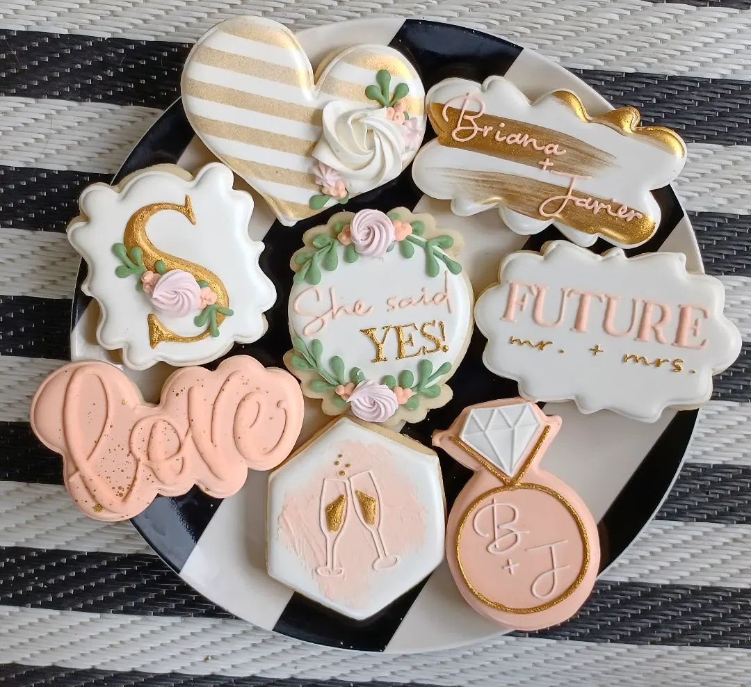Wedding/engagement Decorated Sugar Cookies Etsy