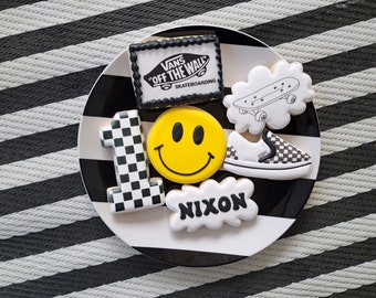 Skateboard Brand Black & White  Inspired Decorated Sugar Cookies