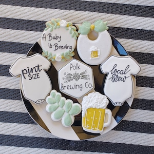 A Baby is Brewing Decorated Sugar Cookies