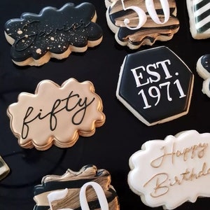 Black & Gold Birthday Decorated Sugar Cookies