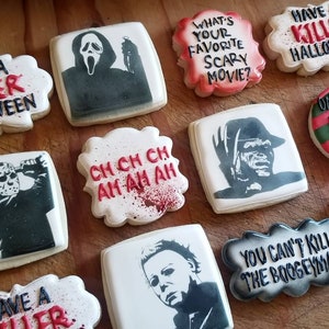 1 Dozen Horror Halloween Decorated Sugar Cookies