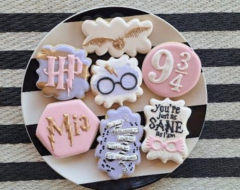 Girly HP Wizard Birthday Inspired Decorated Sugar Cookies