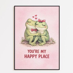 Affiche de la Saint-Valentin avec un couple de grenouilles, oeuvre d'art pour chambre d'enfant (téléchargement numérique)