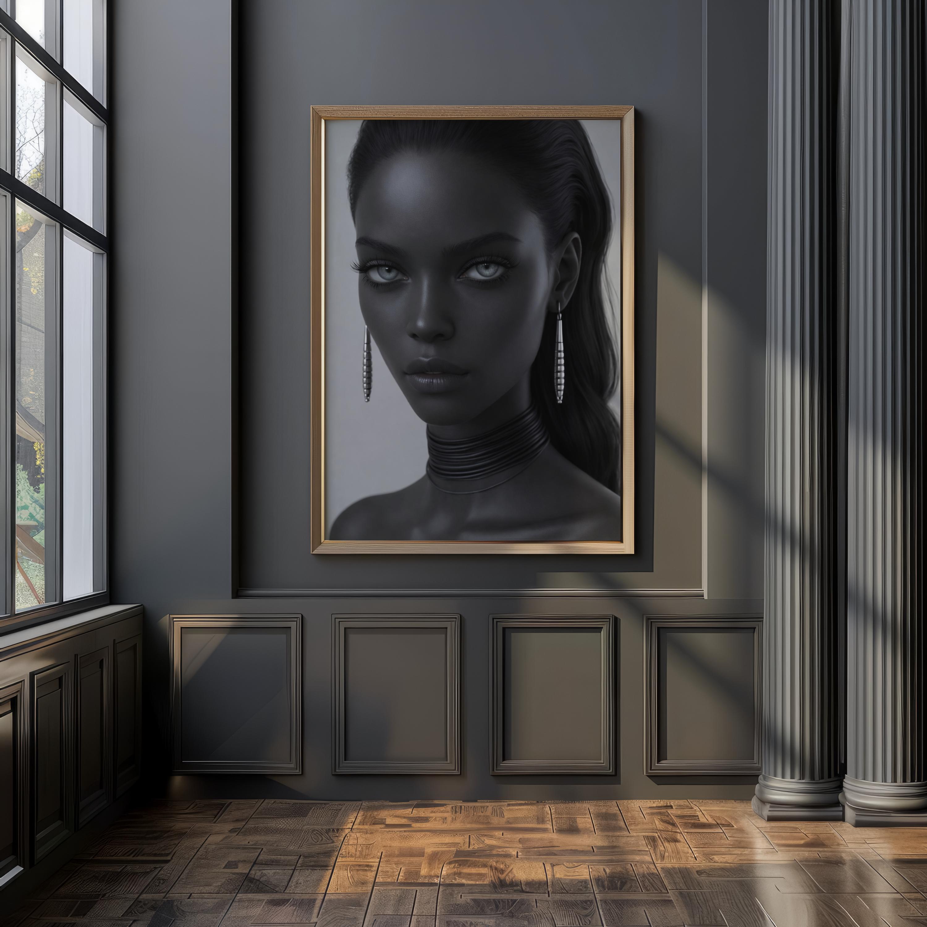 Modern Feminine Portrait Wall Art – Futuristic Woman Digital Art Print ...