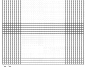Perfectly Scaled and Precise Printable Graph Paper - 1/5 Inch (5/5 - 5 Lines Per Inch)