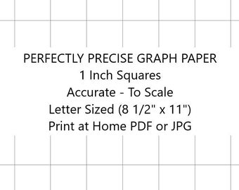 Perfectly Scaled and Precise Printable Graph Paper - One Inch Squares (1")