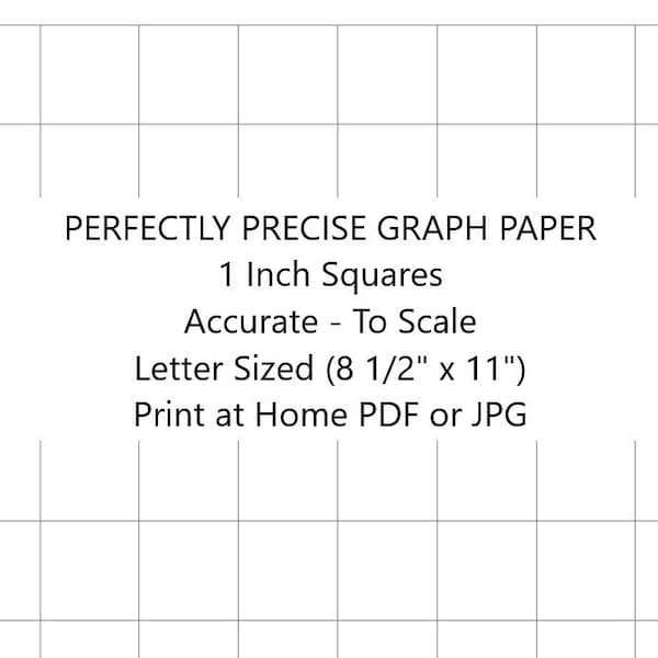 Perfectly Scaled and Precise Printable Graph Paper - One Inch Squares (1")