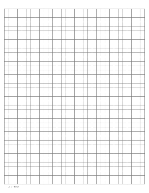 Perfectly scaled and precise printable graph paper - 4/4 - 1/4 inch (4  lines per inch)