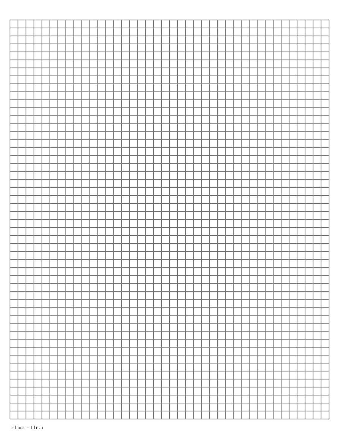 Perfectly Scaled and Precise Printable Graph Paper - 1/5 Inch (5/5 - 5 ...