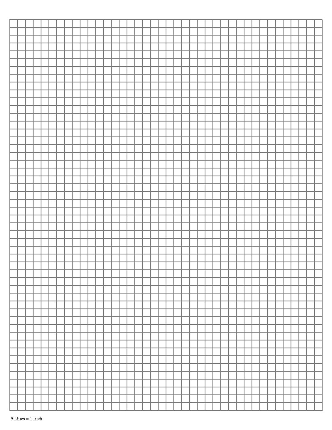Perfectly Scaled and Precise Printable Graph Paper - 1/5 Inch (5/5 - 5 ...
