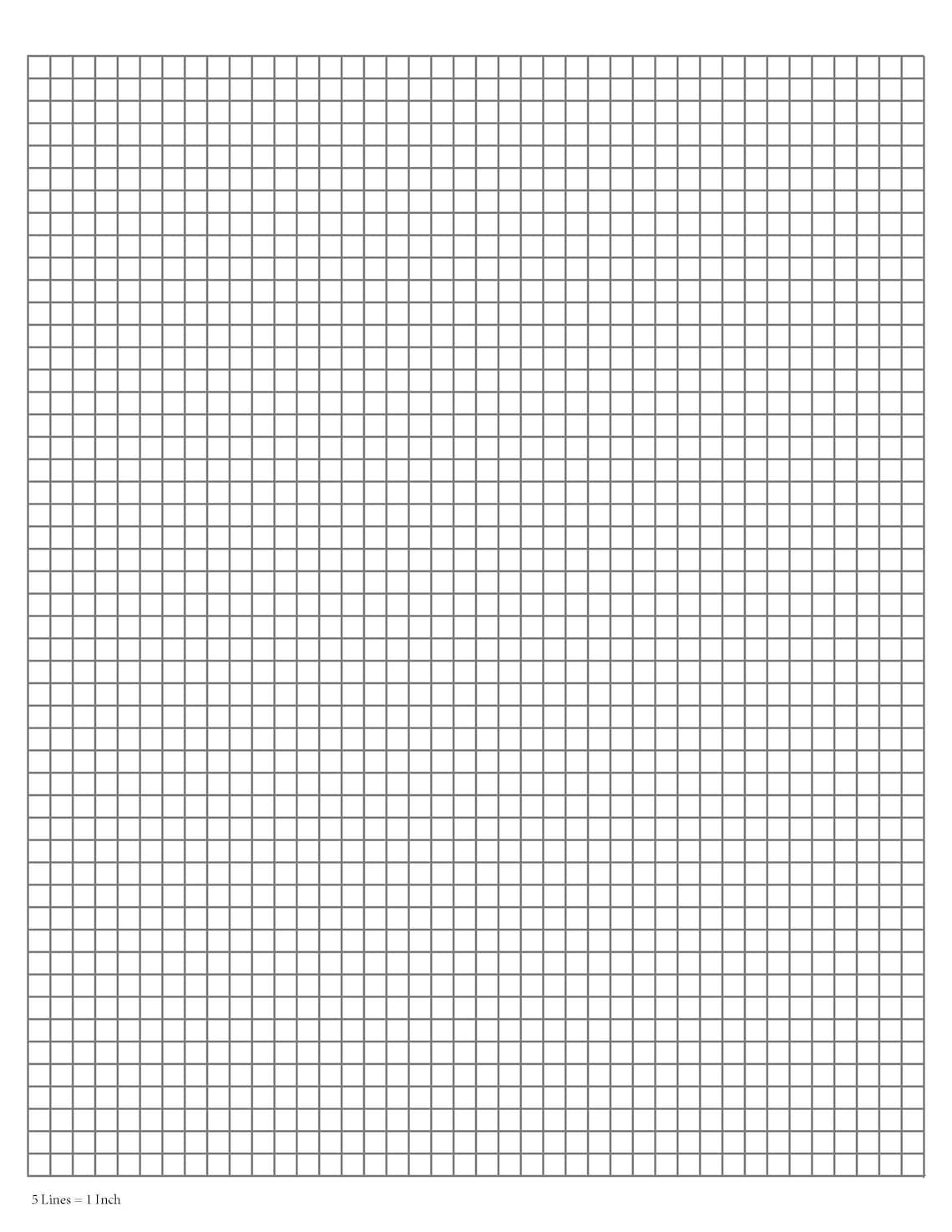 Perfectly Scaled and Precise Printable Graph Paper - 1/5 Inch (5/5 - 5 ...