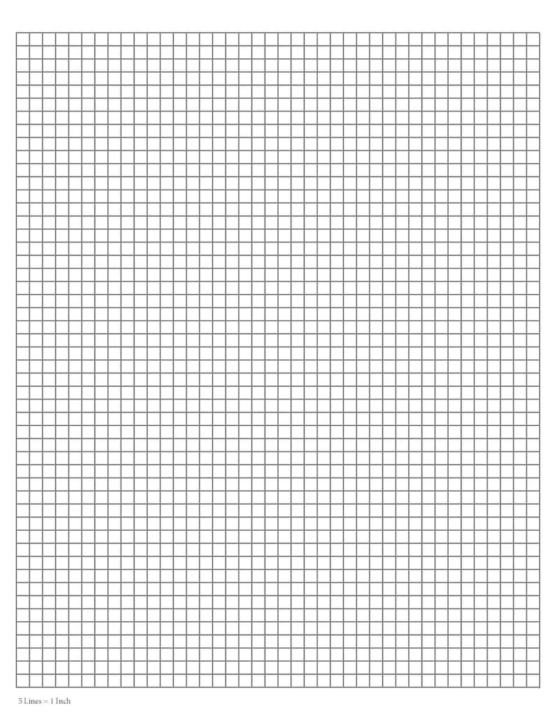 Perfectly Scaled and Precise Printable Graph Paper - 1/5 Inch (5/5 - 5 ...