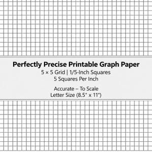 Perfectly Scaled and Precise Printable Graph Paper - 1/5 Inch (5 x 5 - 5 Squares Per Inch)