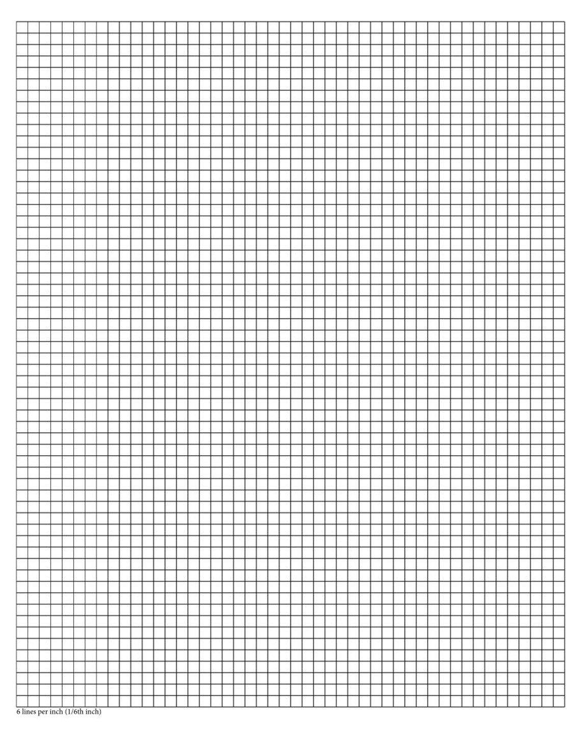 Perfectly Scaled and Precise Printable Graph Paper - 1/6 Inch (6 Lines ...