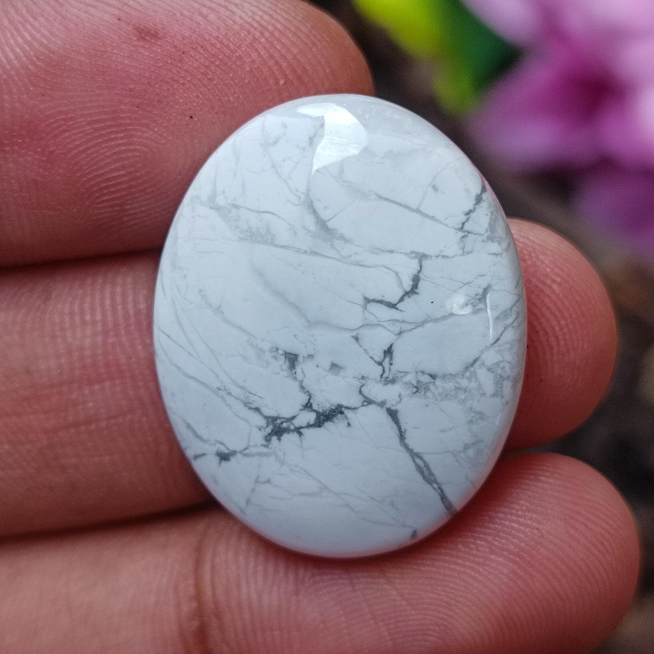 White Howlite Jasper Cabochon Natural Howlite Oval Shape