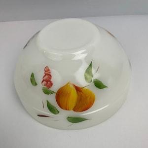 Vintage Fire King Milk Glass Gay Fad Mixing Bowl Fruit Design 6in.