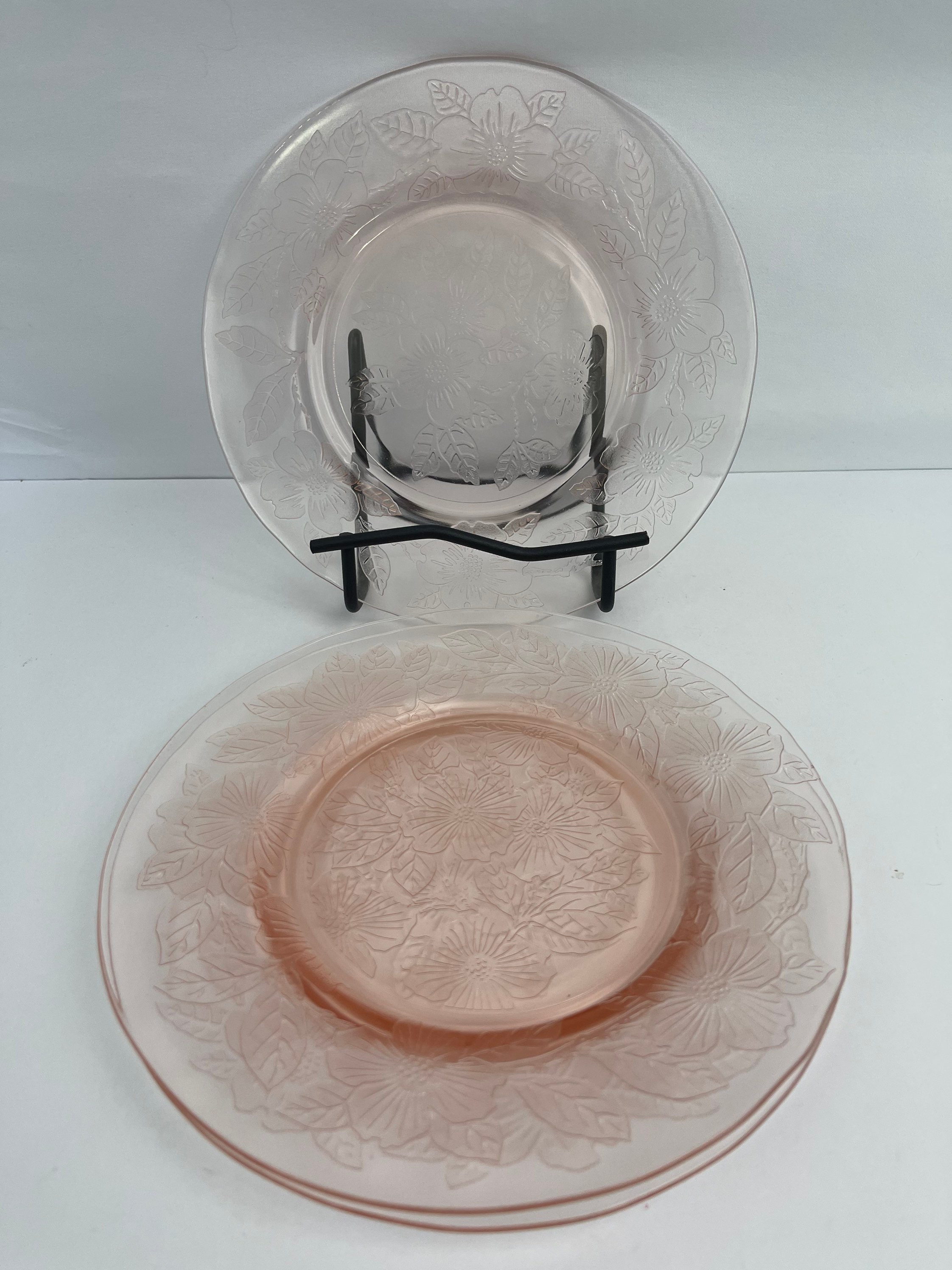 Macbeth Evans Pink Dogwood Depression Glass Salad / Luncheon Plates 3 Etsy