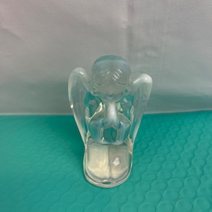 Mosser Clear & Opalescent Art Glass Praying Angel Figurine