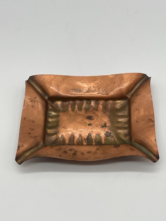 Small Rectangular Hammered Gregorian Copper 523 T… - image 1