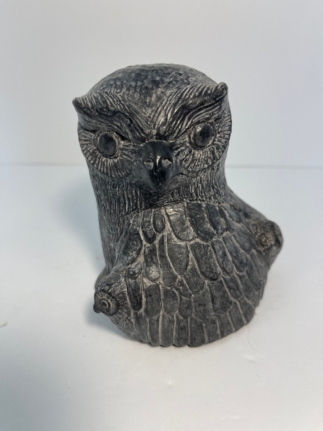 The Wolf Sculptures Original Soapstone Owl Figurine Etsy
