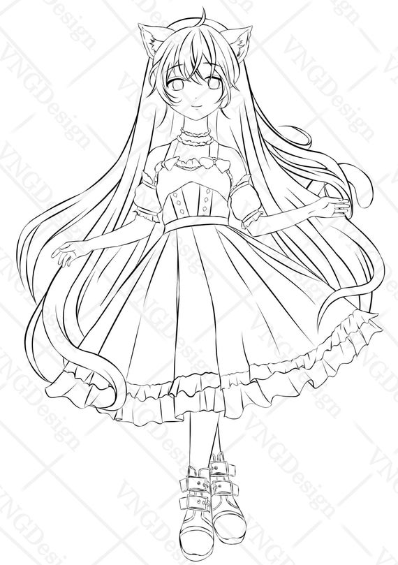 Beautiful Anime Girl coloring page on printcoloring