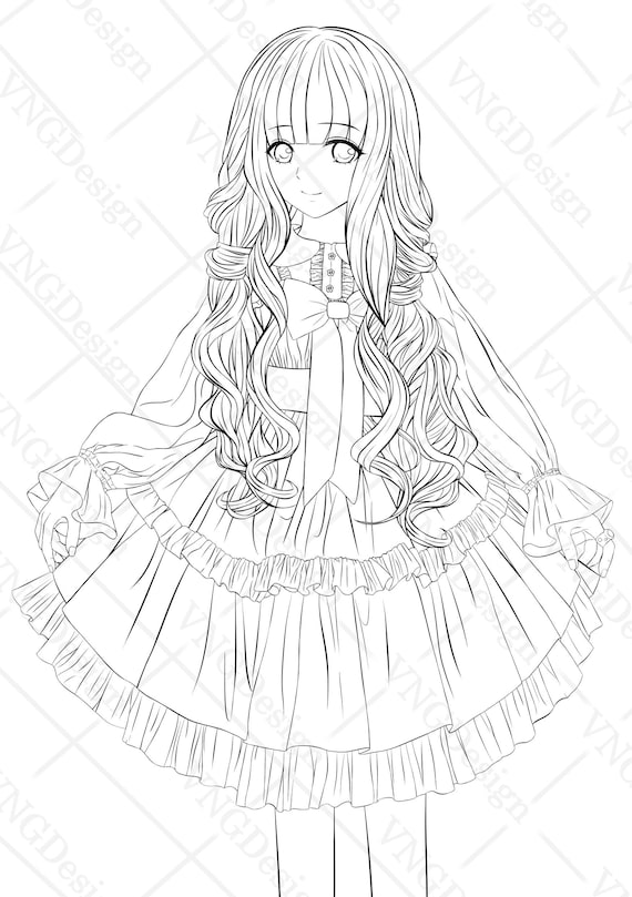 Cute Girl Colouring Page Anime Colouring Page Colouring - Etsy Cute Girl Colouring Page Anime Colouring Page Colouring - Etsy