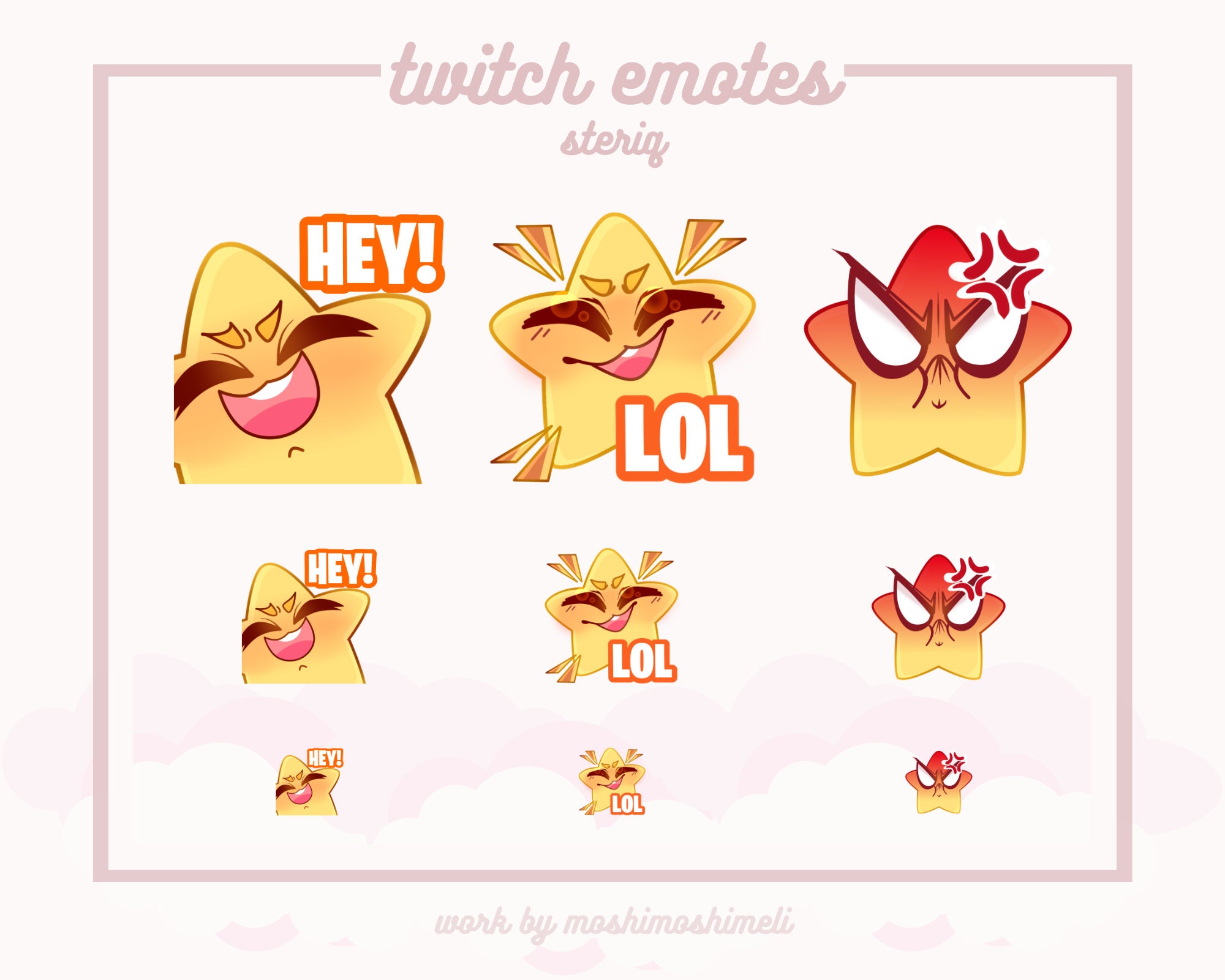 6 Custom Emotes Emojis Stickers Pack for Twitch Discord and Etsy