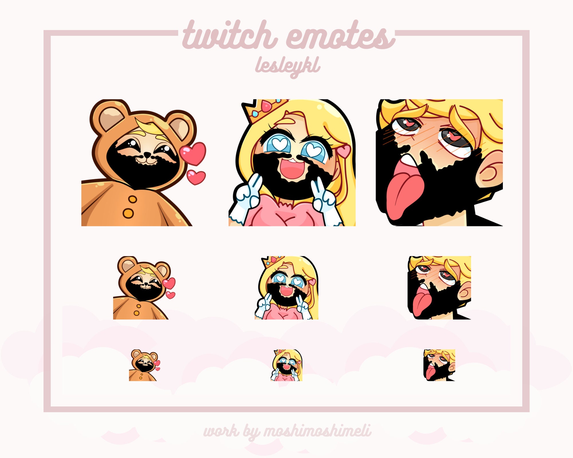 6 Custom Emotes Emojis Stickers Pack for Twitch Discord and Etsy