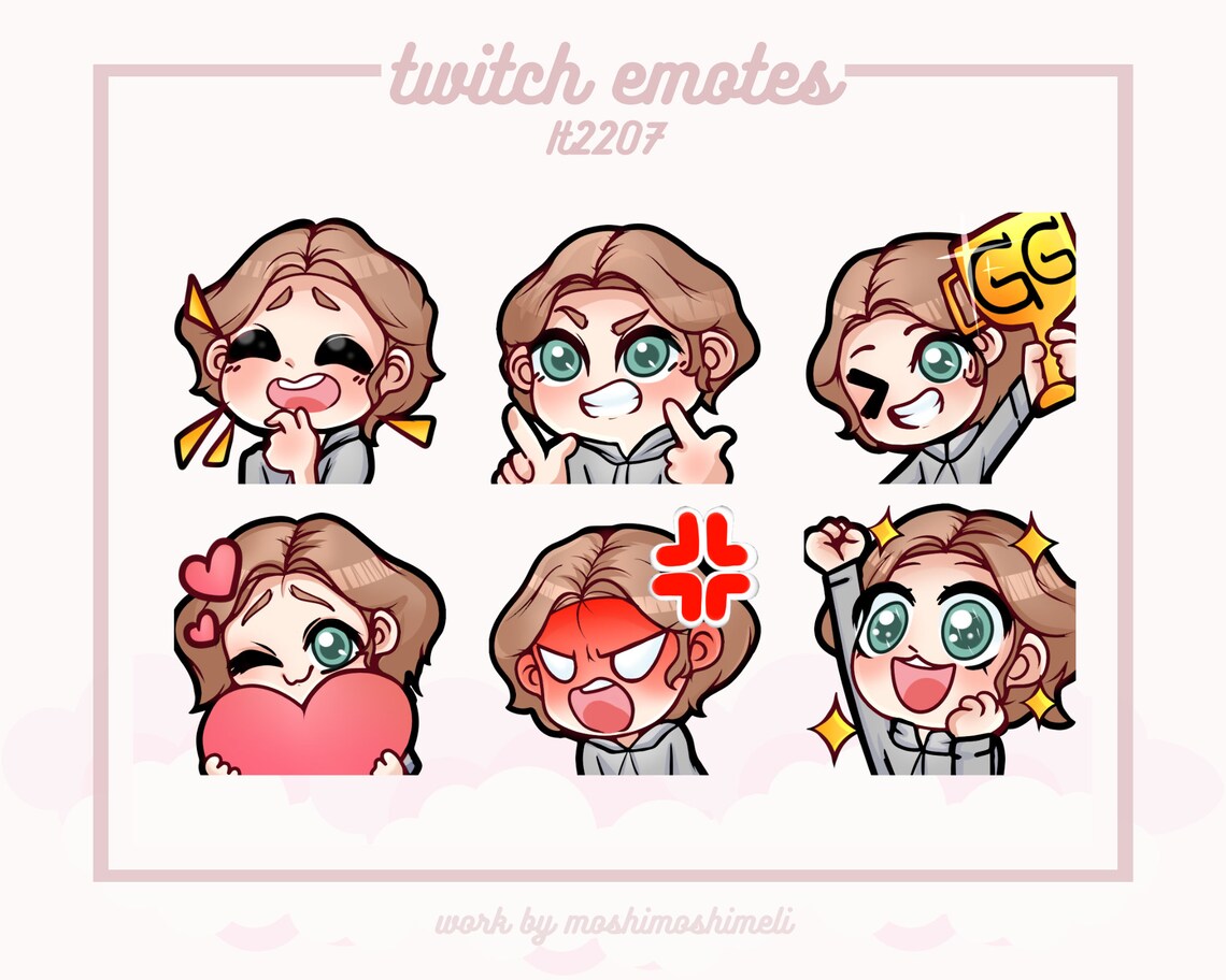 6 Custom Emotes Emojis Stickers Pack for Twitch Discord and Etsy
