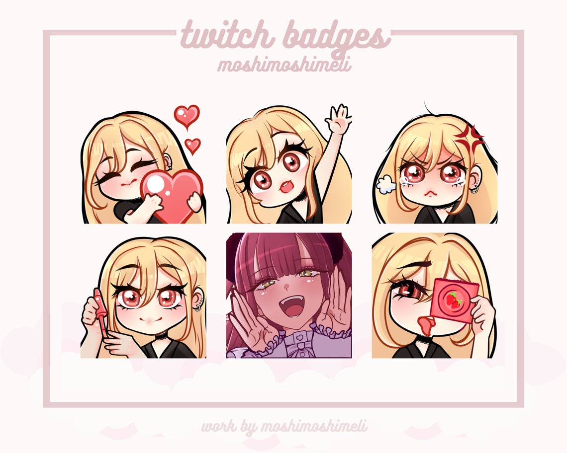 6 Custom Emotes Emojis Stickers Pack for Twitch Discord and Etsy