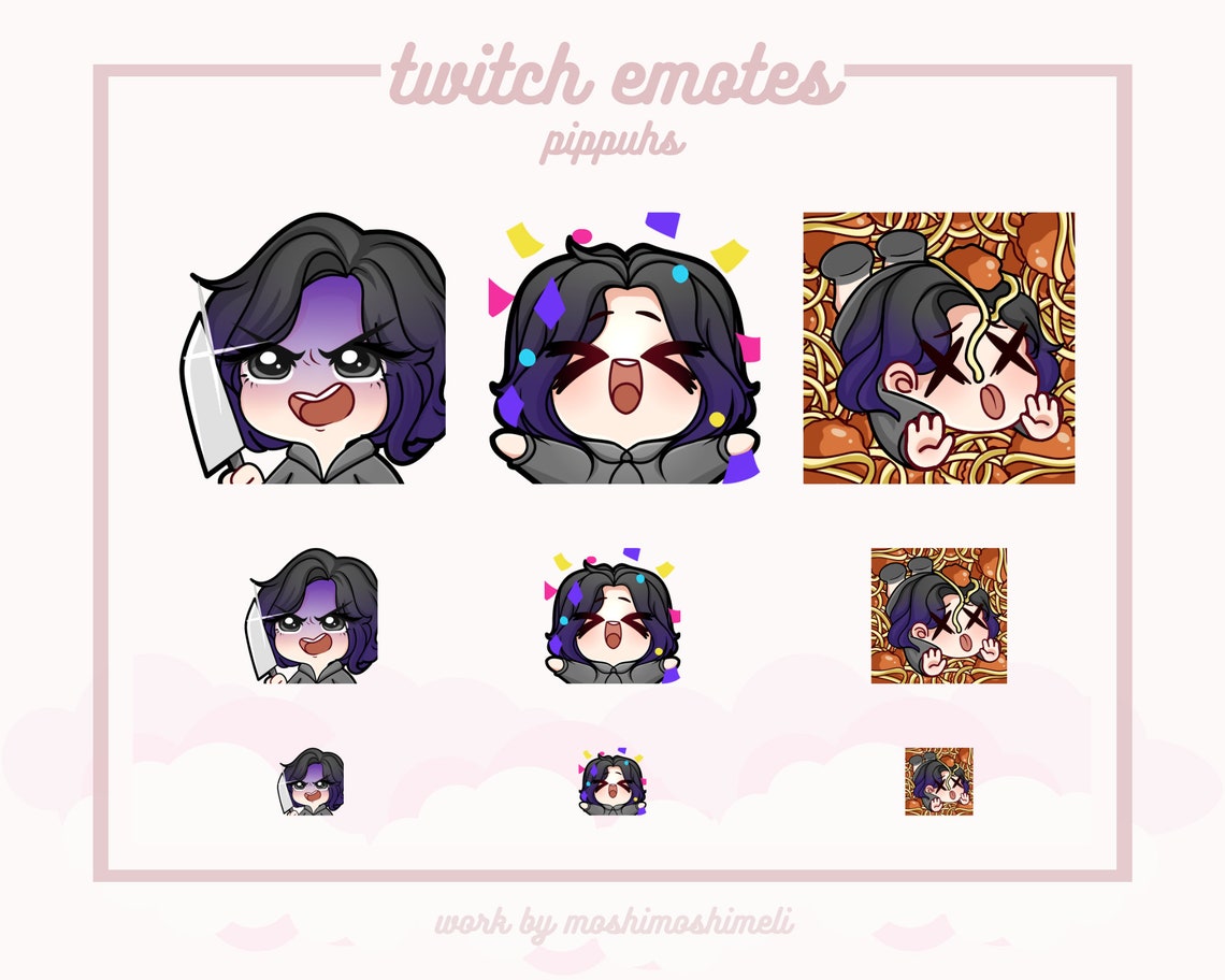 6 Custom Emotes Emojis Stickers Pack for Twitch Discord and Etsy