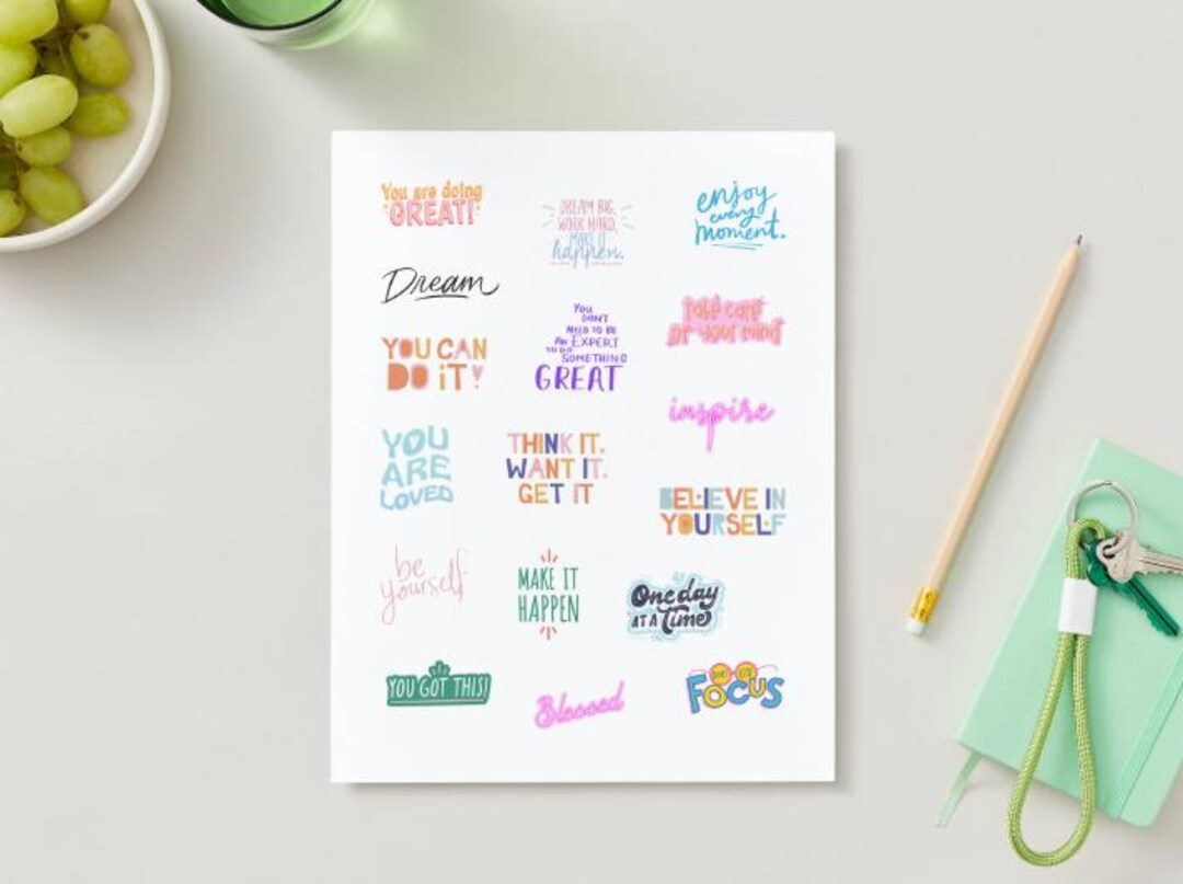Cute Printable Inspirational Sticker Sheet - Etsy