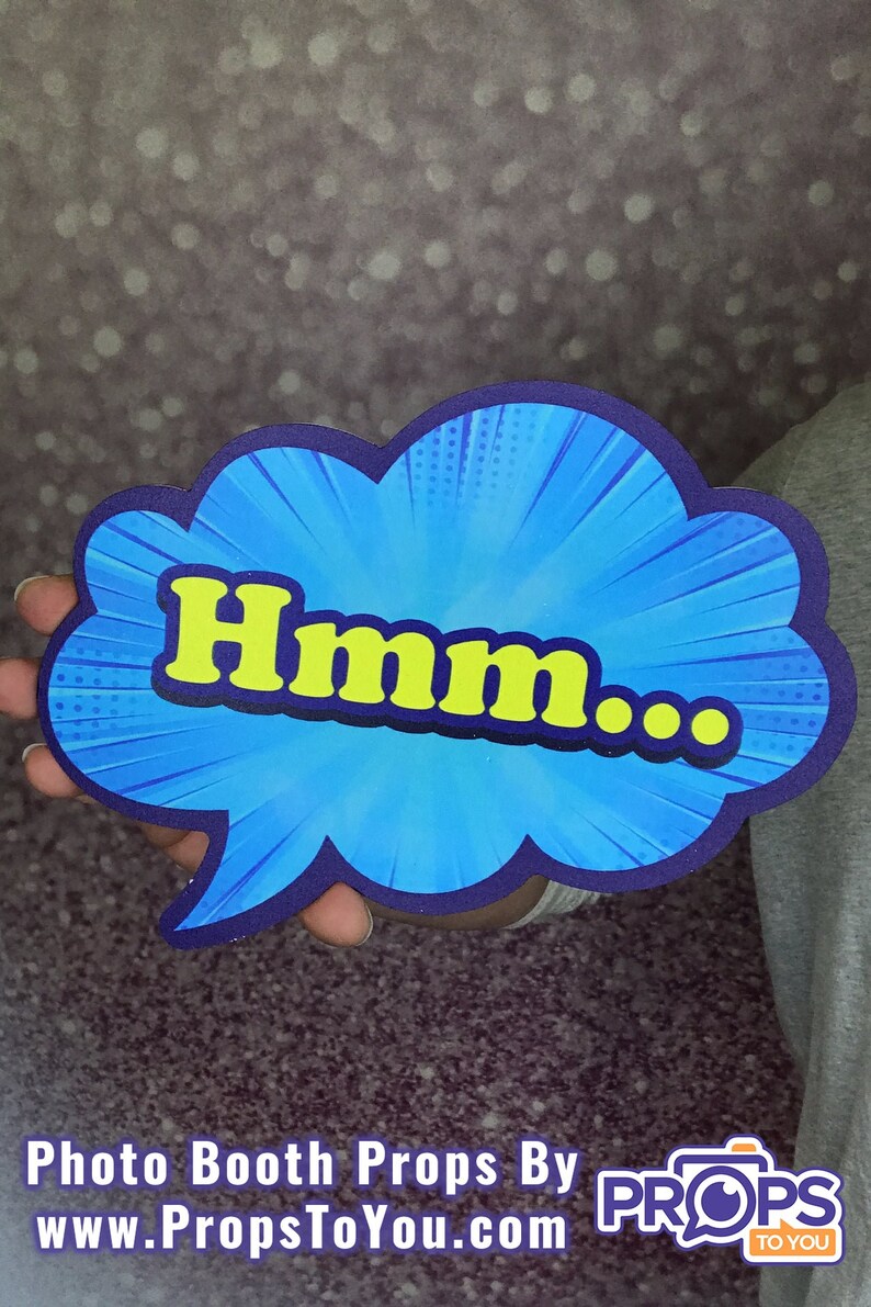 Neon Speech Bubbles Hmm.../wtf Photo Booth Prop Etsy