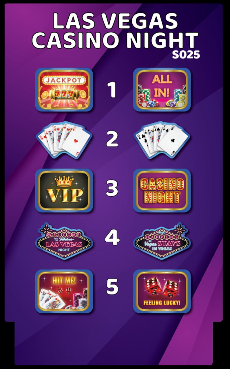 BUNDLE Las Vegas Casino Night 5 DoubleSided Photo Booth Props